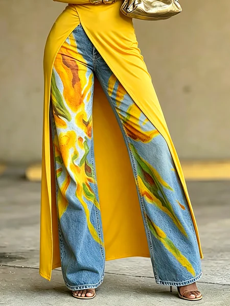 Casual Random Print Jeans 1 Casual Random Print Jeans