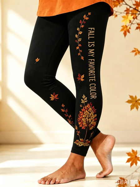 Women Text Letters Casual All Season Printing Long Leggings Trousers