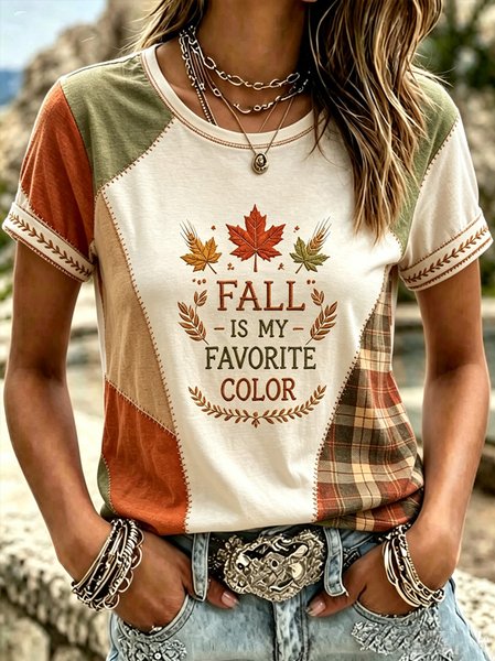 Women Text Letters Short Sleeve Tee T-shirt Crew Neck Casual Summer Top