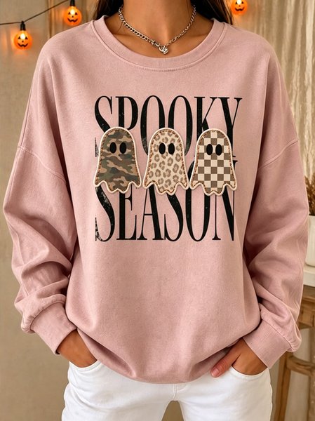 Casual Text Letters Crew Neck Long Sleeve Sweatshirt