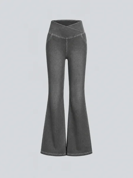 Women's High-Waisted Crossover Flare Yoga Jeans