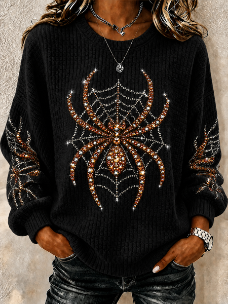 Women Halloween (pumpkin) Crew Neck Printing Casual Spring/Fall Long Sleeve Sweatshirt