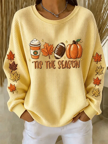 Women Text Letters Crew Neck Printing Casual Spring/Fall Long Sleeve Sweatshirt