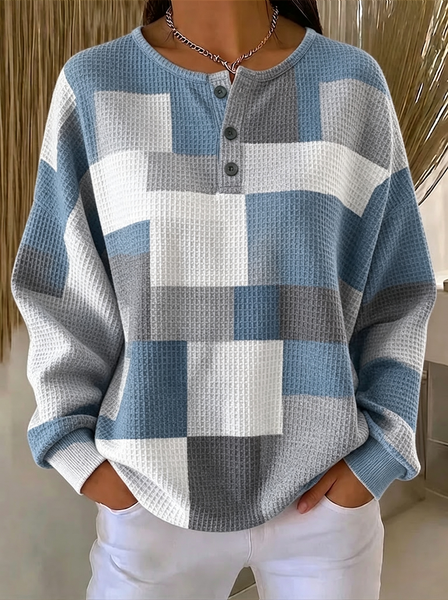 Women Abstract Crew Neck Printing Casual Spring/Fall Long Sleeve Sweatshirt