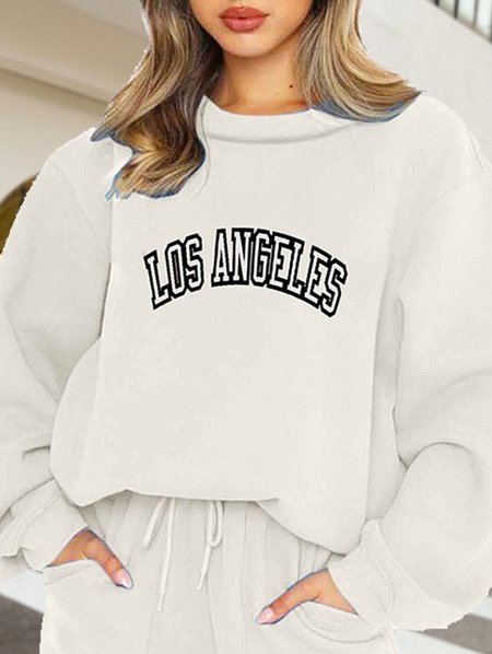 Women Letter Pattern Two-Piece Set Daily Long Sleeve Casual Winter Top With Pants Matching Set
