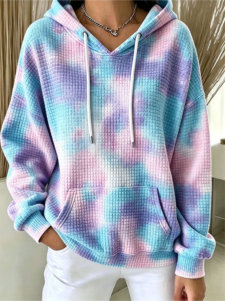 Women Tie-Dye Pattern Long Sleeve Casual Daily Spring/Fall Hoodie