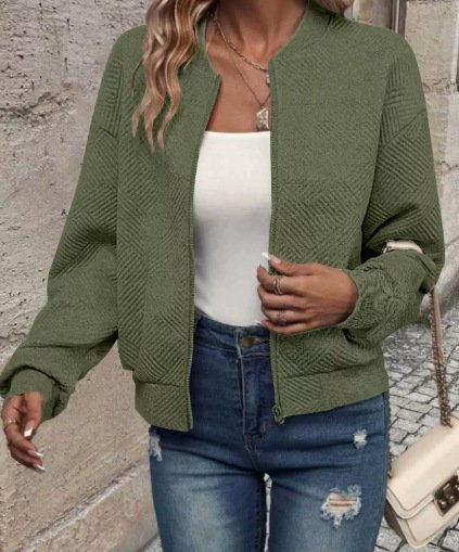 Women Plain Long Sleeve Crew Neck Casual Spring/Fall Jacket Outerwear
