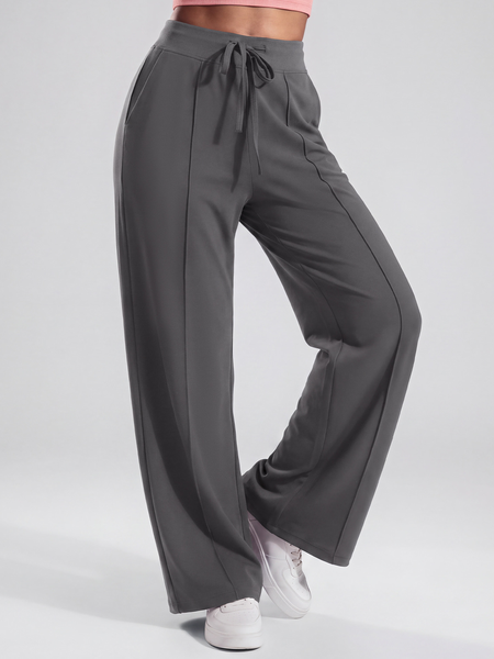 Casual Plain Loose Drawstring Yoga Pants