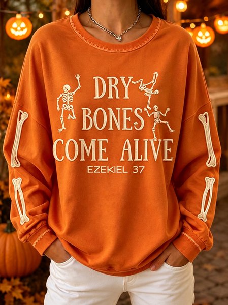 Women Text Letters Crew Neck Casual Spring/Fall Long Sleeve Sweatshirt