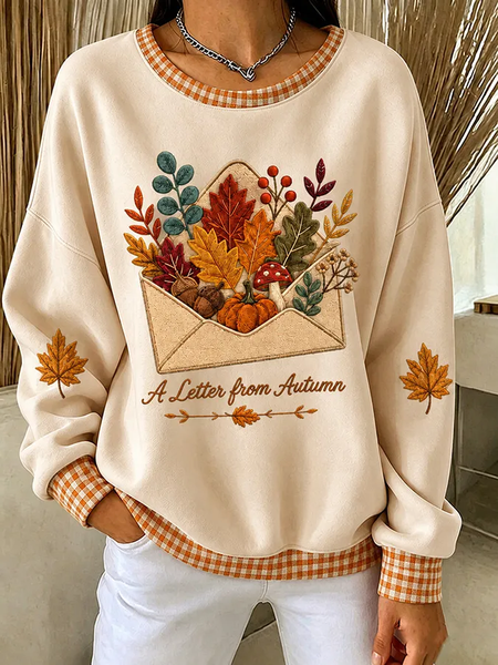 Women Text Letters Crew Neck Printing Casual Spring/Fall Long Sleeve Sweatshirt