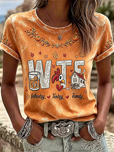 Women Maple Leaf Short Sleeve Tee T-shirt Crew Neck Printing Casual Graphic Tee Summer Top
