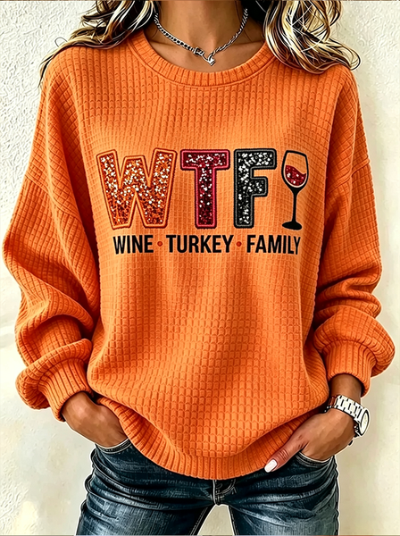 Women Text Letters Crew Neck Printing Casual Spring/Fall Long Sleeve Sweatshirt