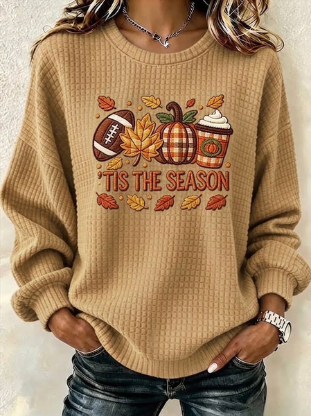 Women Text Letters Crew Neck Printing Casual Spring/Fall Long Sleeve Sweatshirt