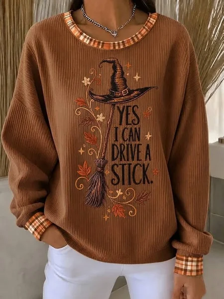 Women Text Letters Crew Neck Printing Casual Spring/Fall Long Sleeve Sweatshirt