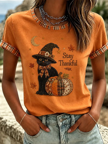 Women Text Letters Short Sleeve Tee T-shirt Crew Neck Casual Summer Top