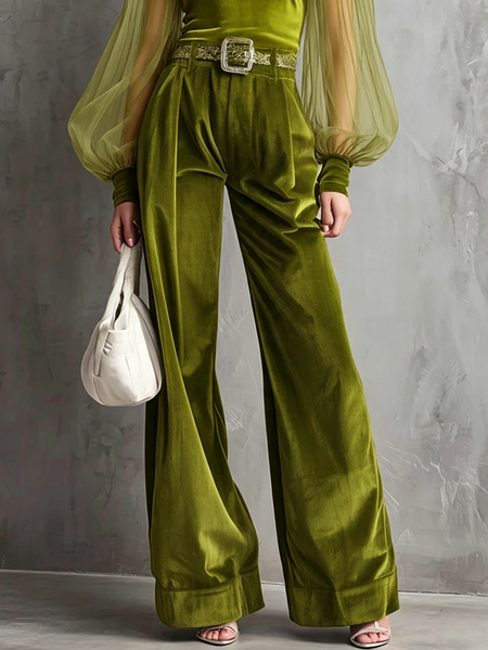 Elegant Plain Wide Leg Pants No Belt 2 Elegant Plain Wide Leg Pants No Belt