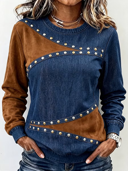 Vintage Geometric Crew Neck Long Sleeve Sweatshirt