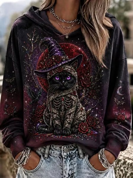 Casual Floral Hoodie Long Sleeve Hoodie