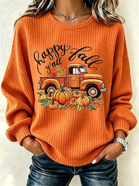 Women Text Letters Crew Neck Casual Spring/Fall Long Sleeve Sweatshirt
