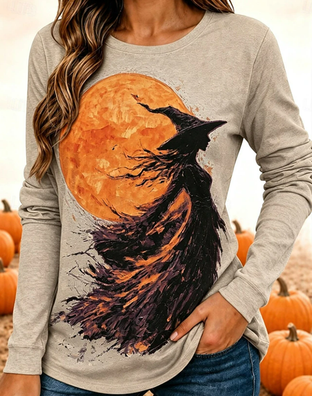 Women Sun Long Sleeve Tee T-shirt Crew Neck Casual Spring/Fall Top