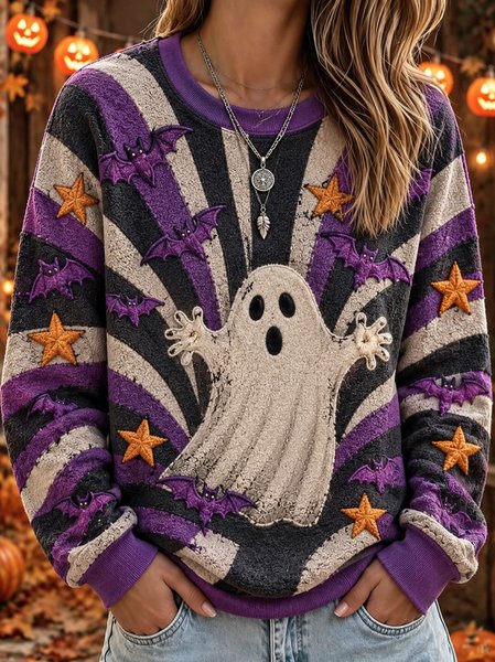 Women Halloween Crew Neck Casual Spring/Fall Long Sleeve Sweatshirt