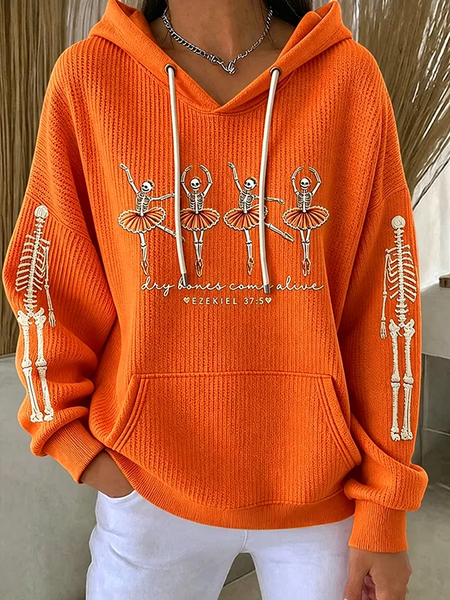 Women Skull Printing Long Sleeve Casual Daily Spring/Fall Hoodie