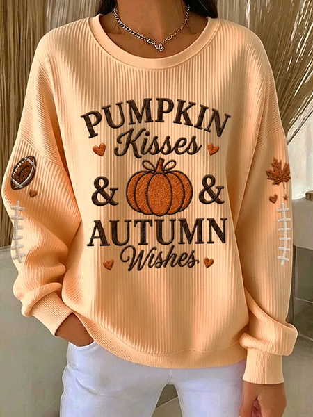 Casual Text Letters Crew Neck Long Sleeve Sweatshirt
