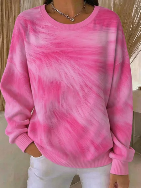 Women Abstract Crew Neck Printing Casual Spring/Fall Long Sleeve Sweatshirt