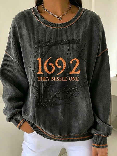 Casual Halloween Crew Neck Long Sleeve Sweatshirt