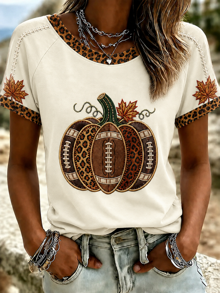 Casual Geometric Crew Neck Short Sleeve T-shirt