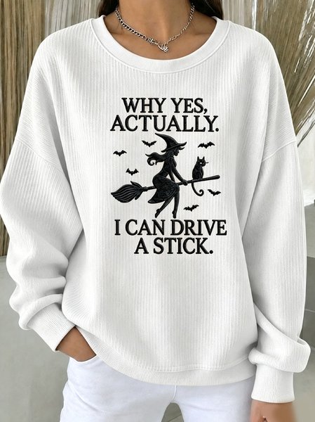 Casual Text Letters Crew Neck Long Sleeve Sweatshirt