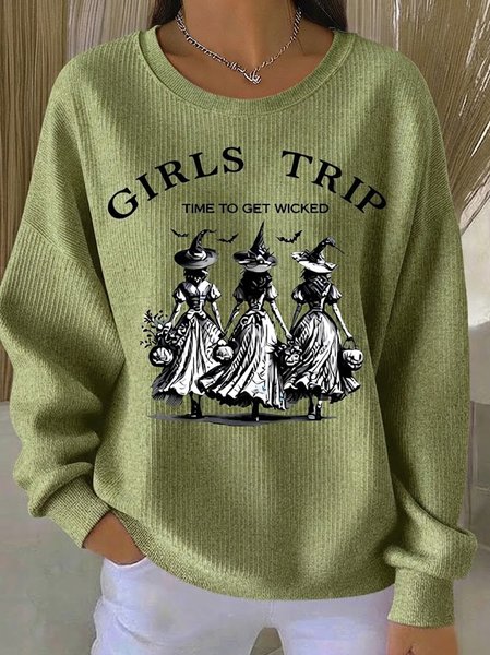 Casual Text Letters Crew Neck Long Sleeve Sweatshirt