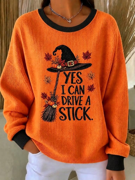 Casual Halloween Crew Neck Long Sleeve Sweatshirt