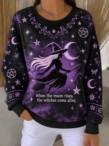 Casual Halloween Crew Neck Long Sleeve Sweatshirt