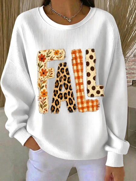 Casual Polka Dots Crew Neck Long Sleeve Sweatshirt