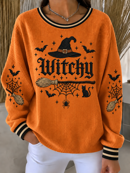 Casual Text Letters Crew Neck Long Sleeve Sweatshirt