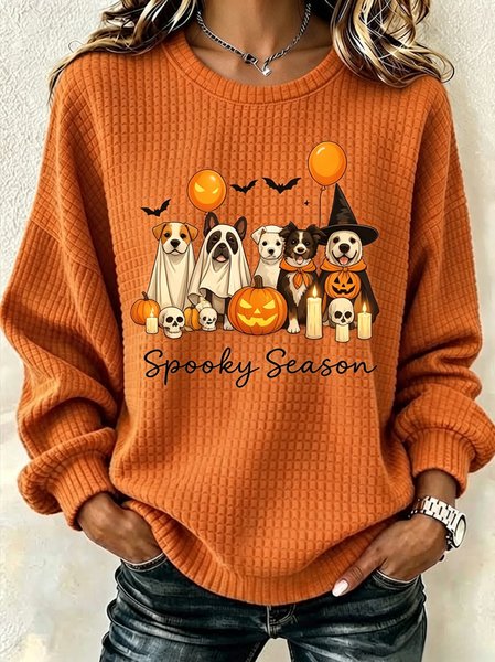 Casual Text Letters Crew Neck Long Sleeve Sweatshirt