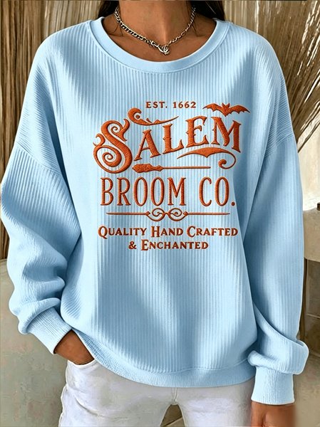 Casual Text Letters Crew Neck Long Sleeve Sweatshirt