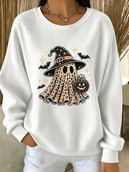 Casual Halloween Crew Neck Long Sleeve Sweatshirt
