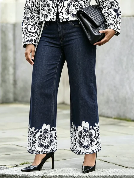 Micro-Elasticity Lace Denim Printing Urban Jeans 1 Micro-Elasticity Lace Denim Printing Urban Jeans