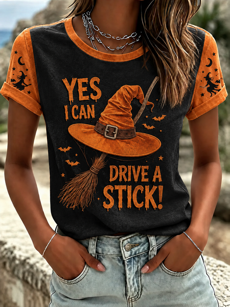 Casual Text Letters Crew Neck Short Sleeve T-shirt