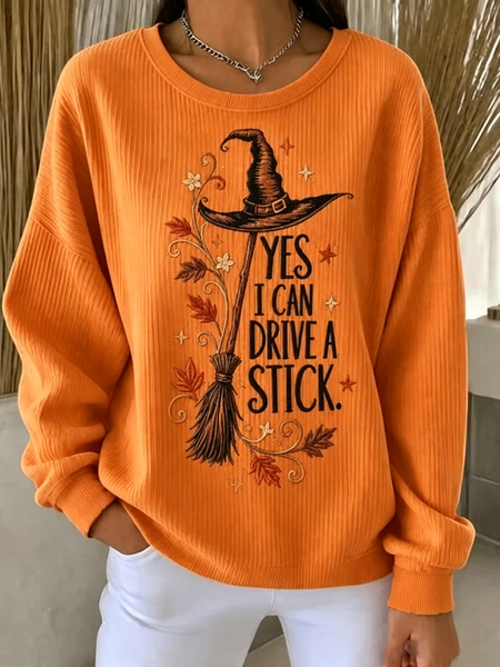 Casual Halloween Crew Neck Long Sleeve Sweatshirt