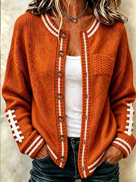 Women Geometric Long Sleeve Comfy Casual Cardigan