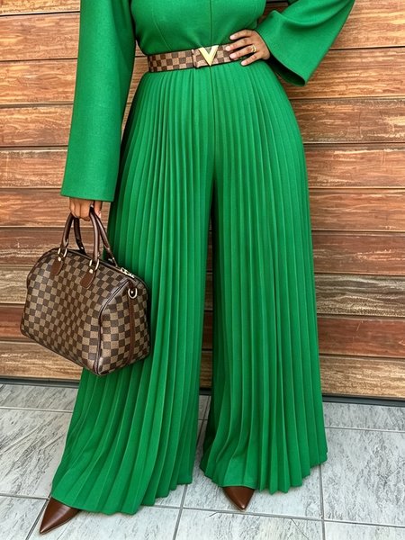 Urban Plain Pleated Wide Leg Pants 1 Urban Plain Pleated Wide Leg Pants