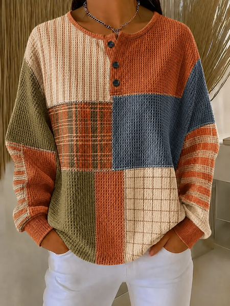 Casual Abstract Crew Neck Long Sleeve Sweatshirt
