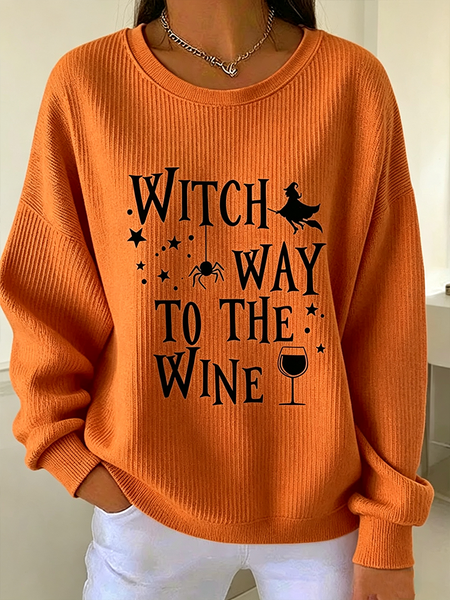 Casual Halloween Crew Neck Long Sleeve Sweatshirt