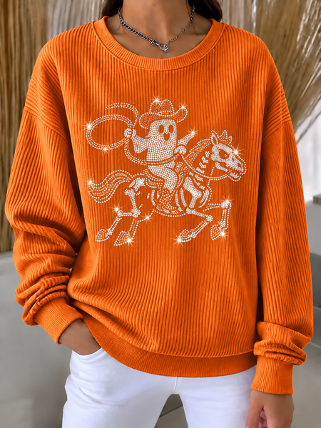 Casual Skull Crew Neck Long Sleeve Sweatshirt