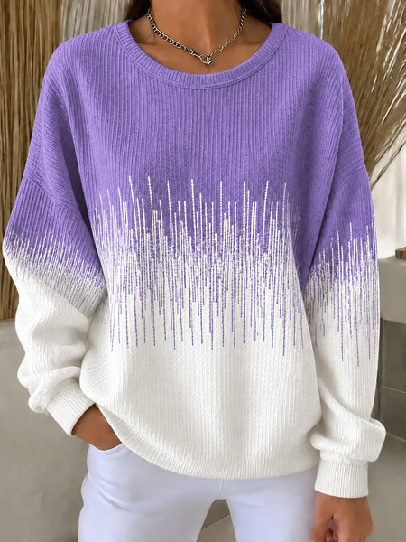 Casual Abstract Crew Neck Long Sleeve Sweatshirt