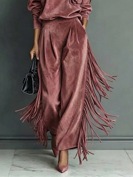 Urban Plain Tassel Faux Leather Pants 1 Urban Plain Tassel Faux Leather Pants
