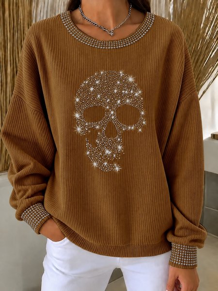 Casual Skull Crew Neck Long Sleeve Sweatshirt